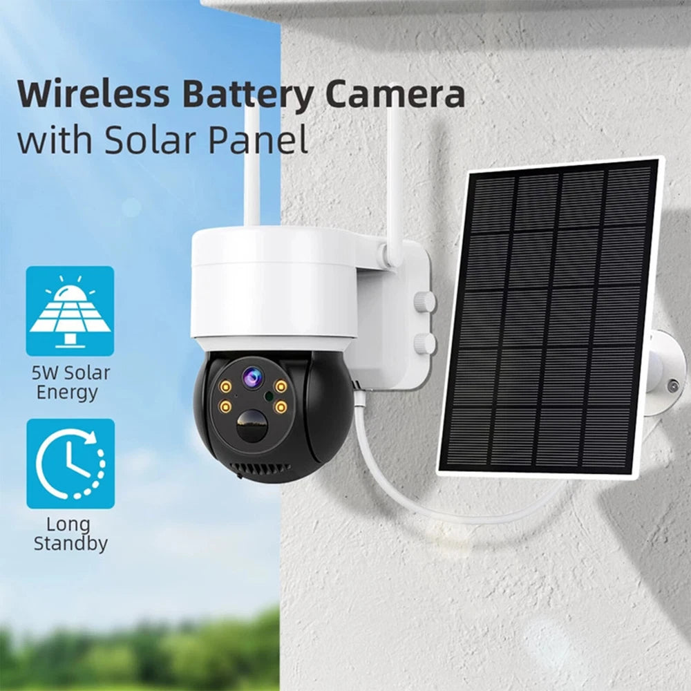 Solar Security IP Camera Battery Powered Outdoor Wireless WiFi CCTV PTZ Camera