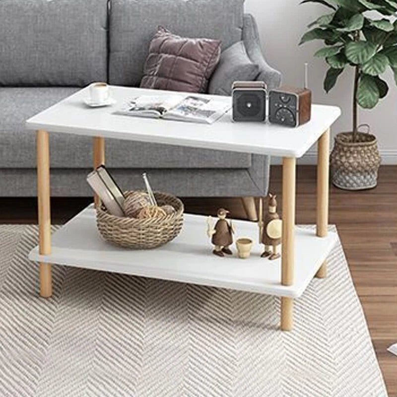 2 Tiers Side Table Concrete Effect Top with Shelf Living Room Coffee End Table