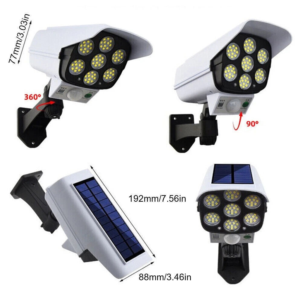 2X 77LED Solar PIR Motion Sensor Wall Light Outdoor Street Garden Security Lamp