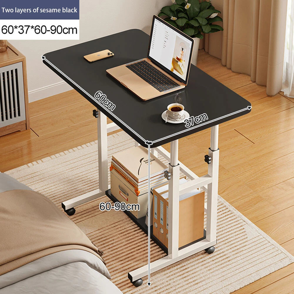 Height Adjustable Small PC Computer Desk Mobile Overbed Table Laptop Stand Shelf
