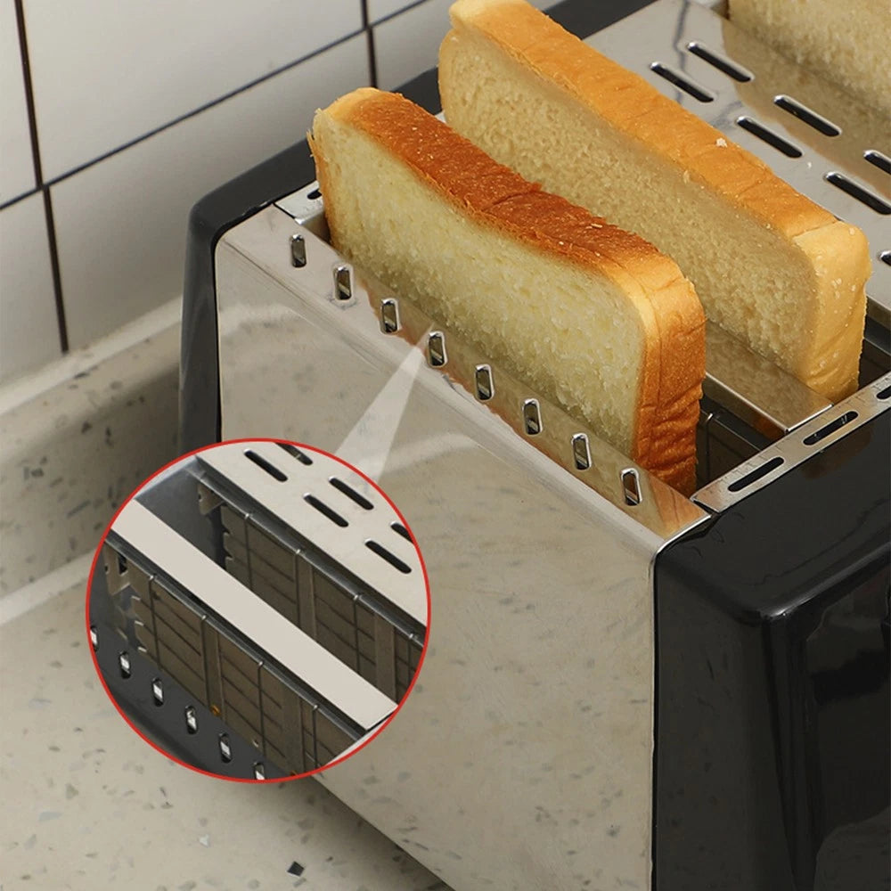 Black Toaster - 4 Slice - Variable Browning - Defrost - Reheat - Extra Wide Slot