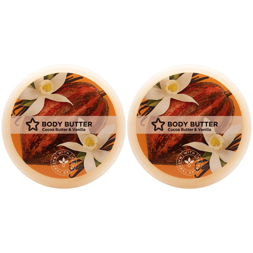 2x Cocoa & Vanilla Body Butter by Superdrug - Moisturising & Nourishing (200ml)