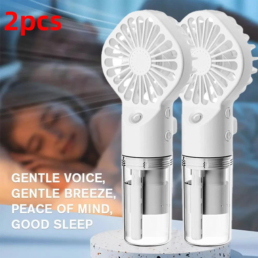 Portable Humidifier Fan Mini Handheld Cooling Mist Cooler Water Spray Travel NEW