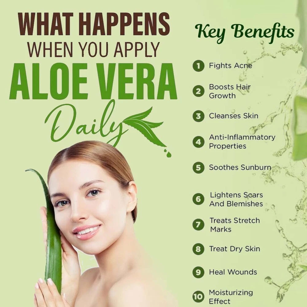 100% Pure Aloe Vera Gel Natural Organic Multipurpose Soothing Hair & Skin Care