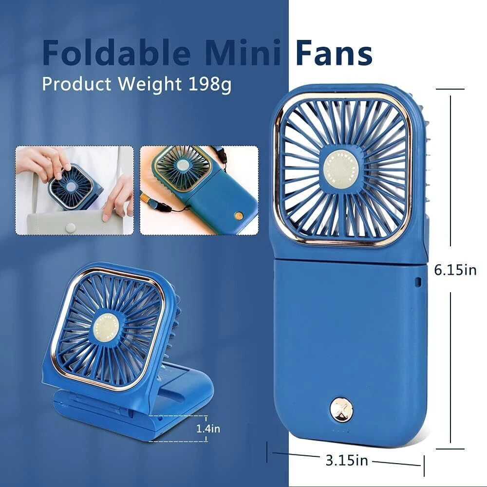 Mini Hand-held Fan， Portable Folding Desk Fan Cooler Cooling USB Rechargeable UK