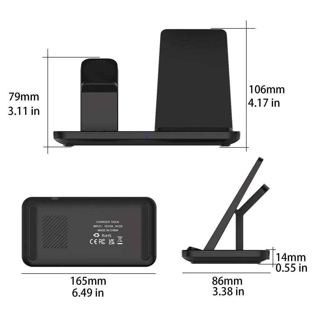 3in1 Fast Wireless Charger Dock Station For Samsung Galaxy S25 S24 Watch 7 6 5 4