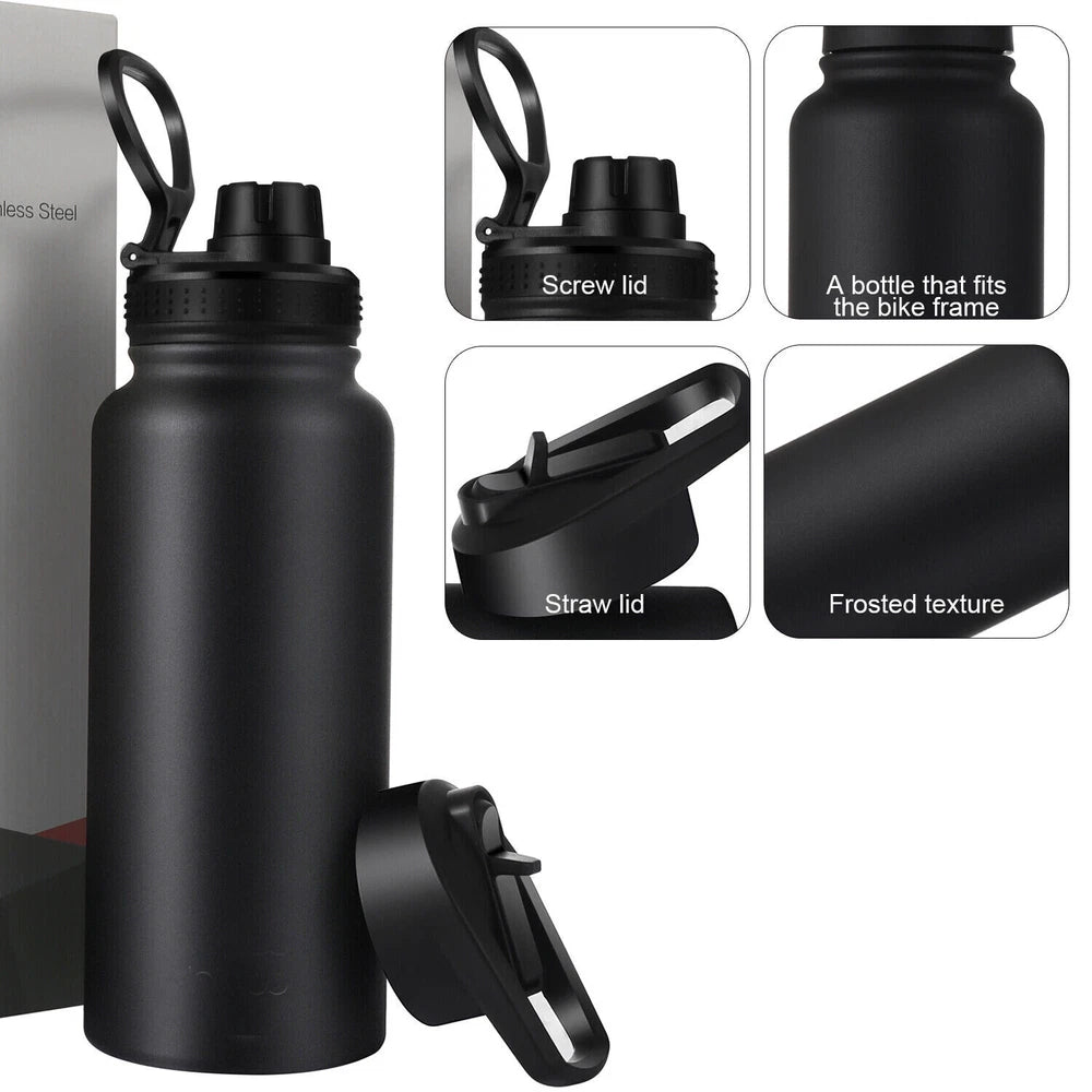 1L Insulated Sport Bottle Stainless Steel Water Bottle Leak Proof Vacuum Flask