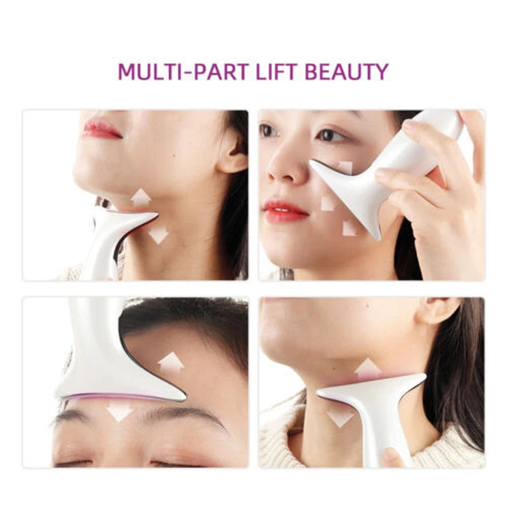 Microcurrent Face Lifting Neck Massager Anti Wrinkle LED Light Therapy Device UK