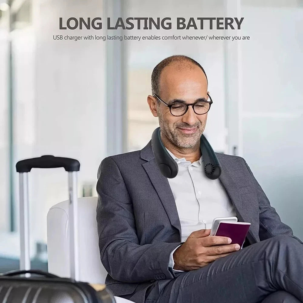 Portable Neck Mini Fan Lazy Neck Hanging USB Rechargeable Air Cooler Fan UK