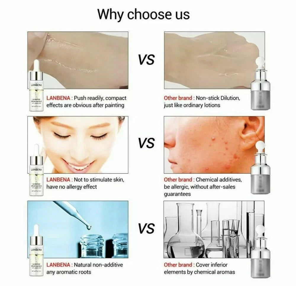 2*Wrinkle Firm Peptide 24K Gold Collagen Face Serum Hyaluronic Acid Anti Aging