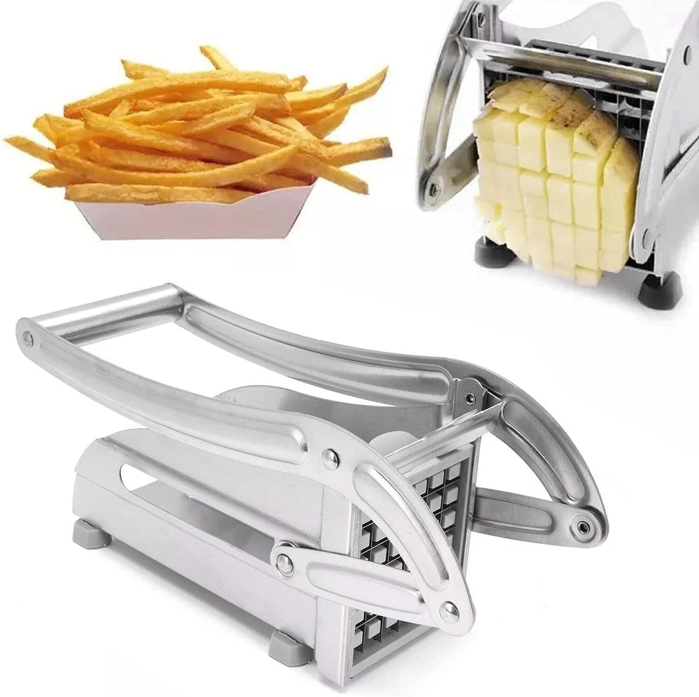 Potato Chipper Chip Chopper Cutter Slicer Maker & 2 Steel Edges French Fries UK