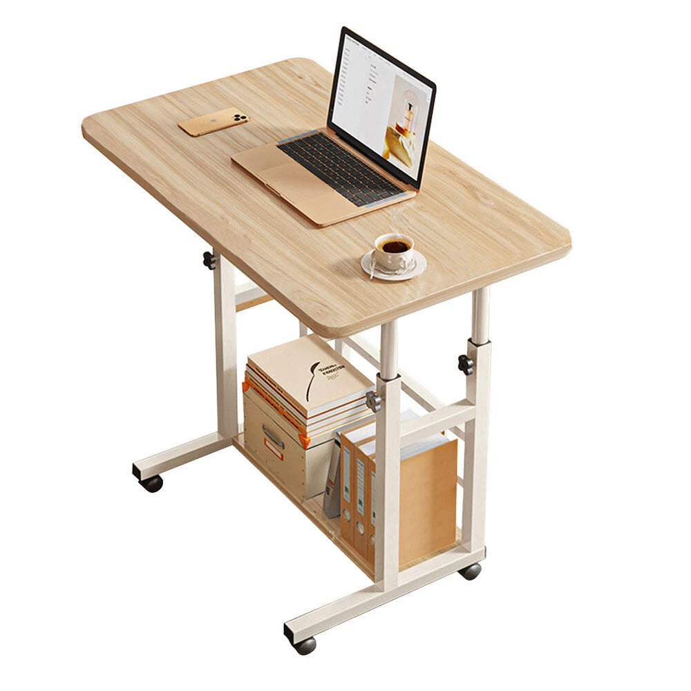 Height Adjustable Small PC Computer Desk Mobile Overbed Table Laptop Stand Shelf