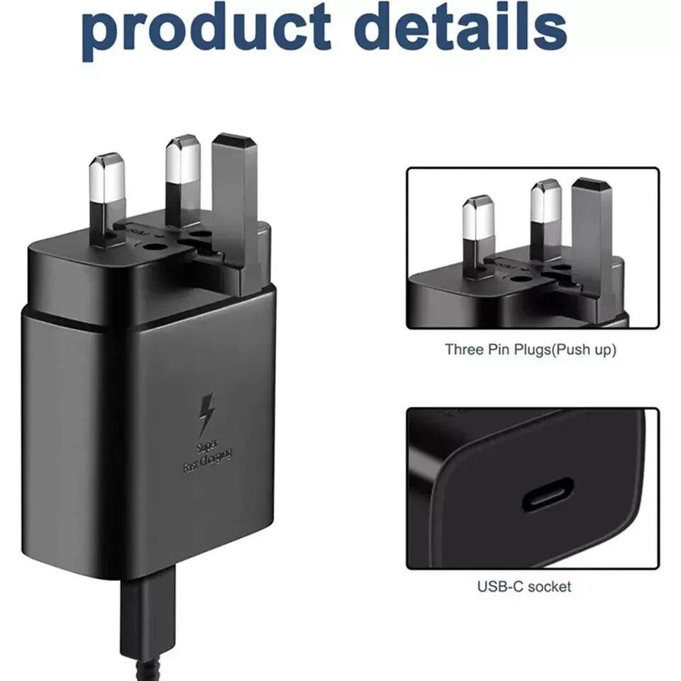 45W Super Fast Charger Adapter Plug USB-C Type C For Samsung and Iphone UK