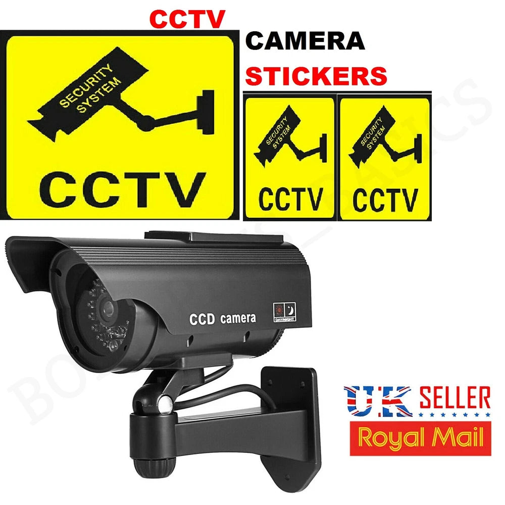 FAKE CCTV CAMERA STICKERS SIGN SECURITY SURVEILLANCE YELLOW INDOOR OUTDOOR