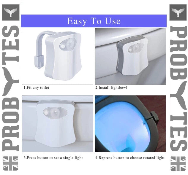 Toilet Bowl 8 Colors LED Night Light Motion Activated Seat Sensor Lamp Bathroom