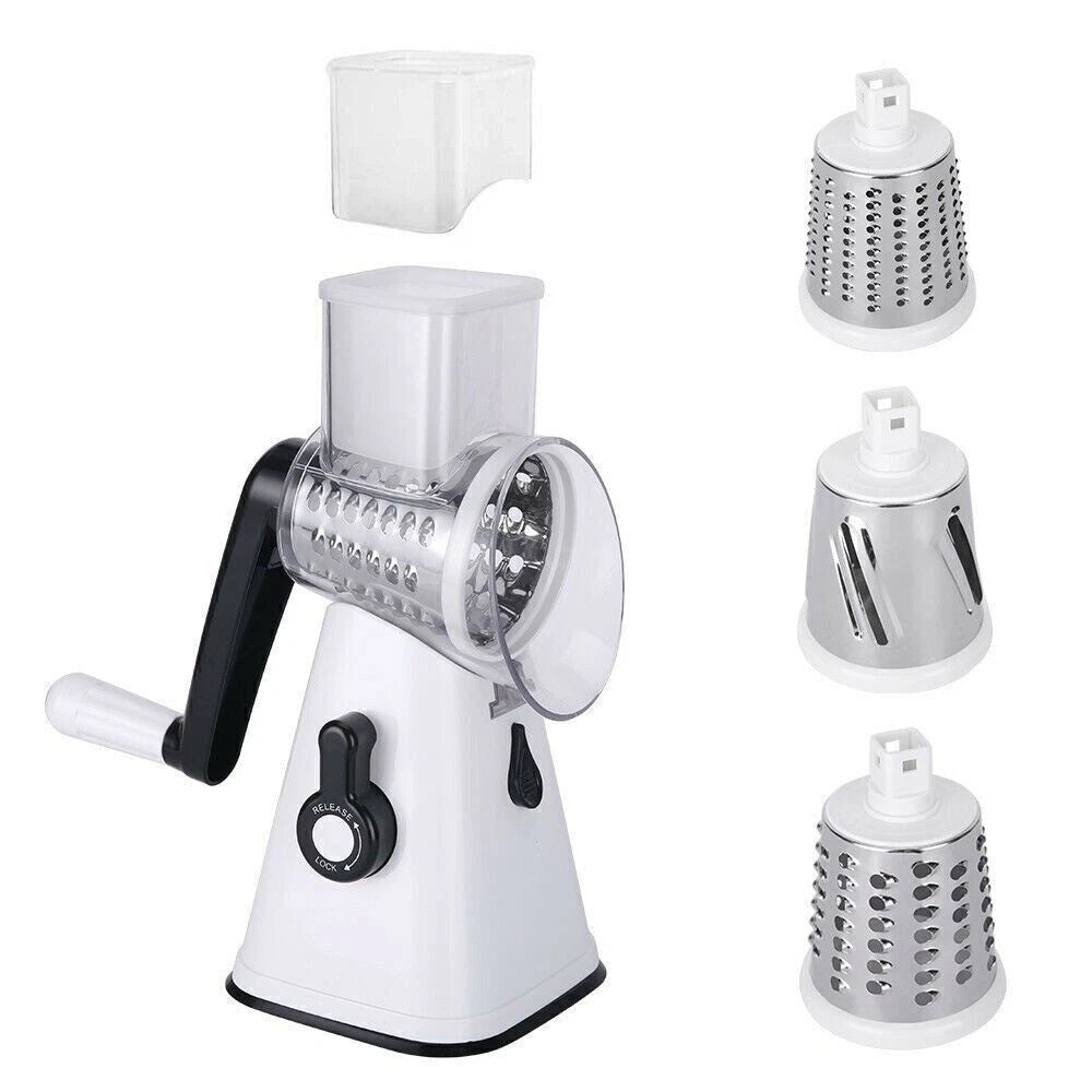 3 In 1 Rotary Food Slicer Chopper Cheese Grater Fruit Vegetable Shredder Cutter