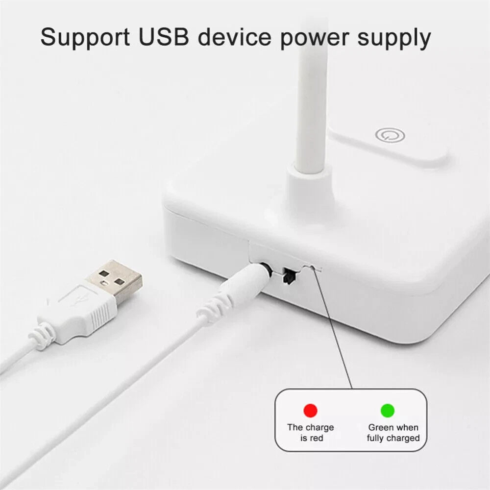 LED Flexible Touch Desk USB Rechargeable Light Bedside Reading Lamp Dimmable