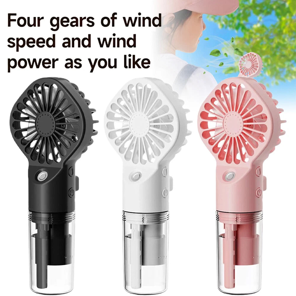 Portable Humidifier Fan Mini Handheld Cooling Mist Cooler Water Spray Travel NEW