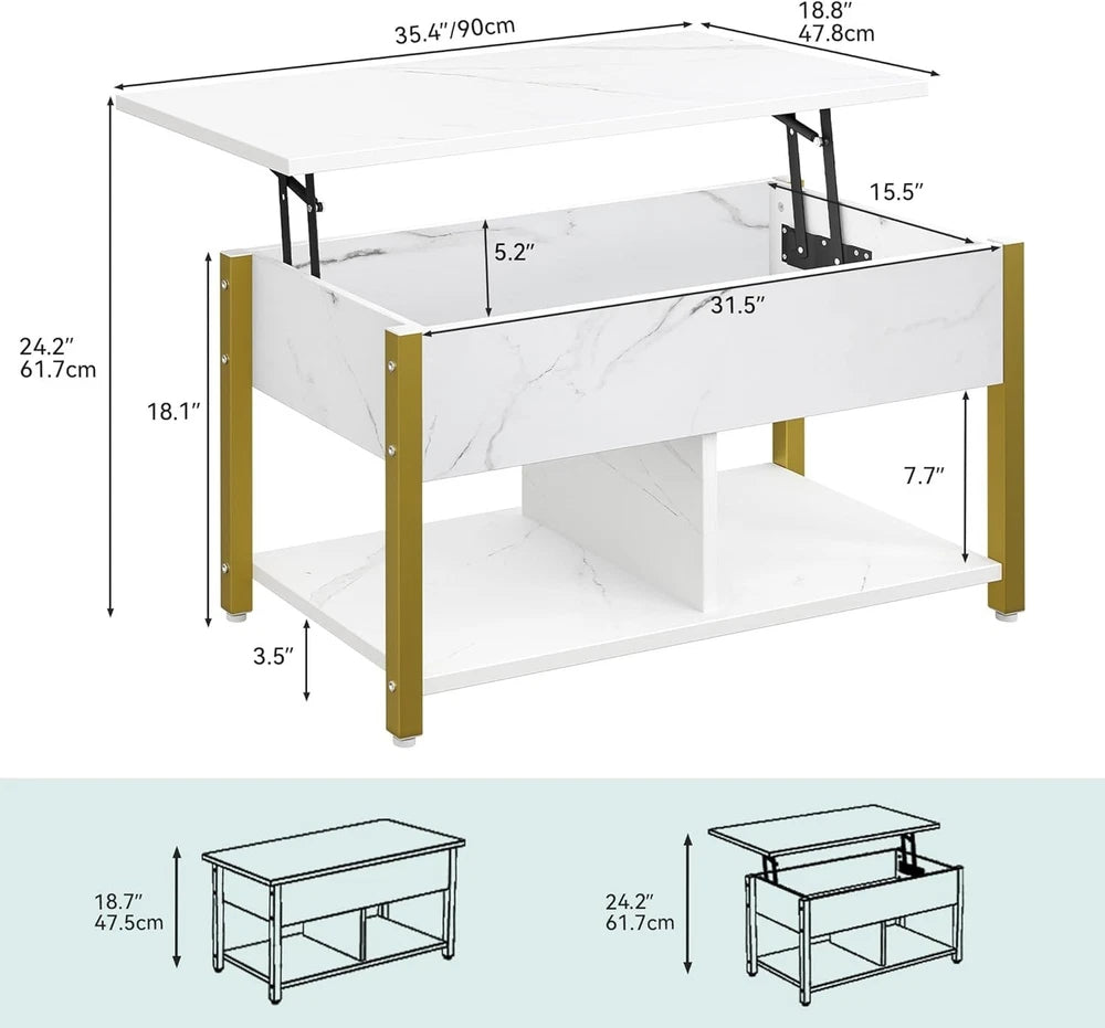 Coffee Table With Storage Lift Top Up Drawer Shelf Wooden Living Room Furniture