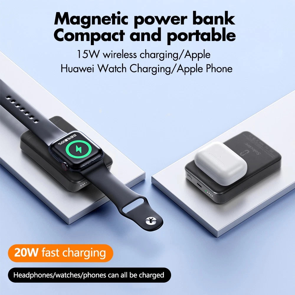9000000mAh Power Bank Mag-safe Magnetic USB Fast Charger Battery Pack for Phone
