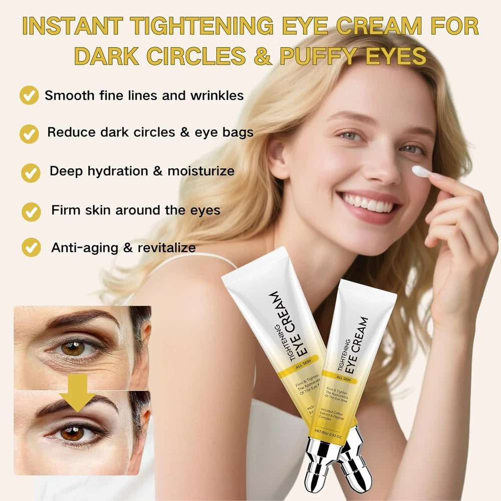 Instant Tightening Eye Cream for Dark Circles & Puffy Eyes - Caffeine Eye Serum,