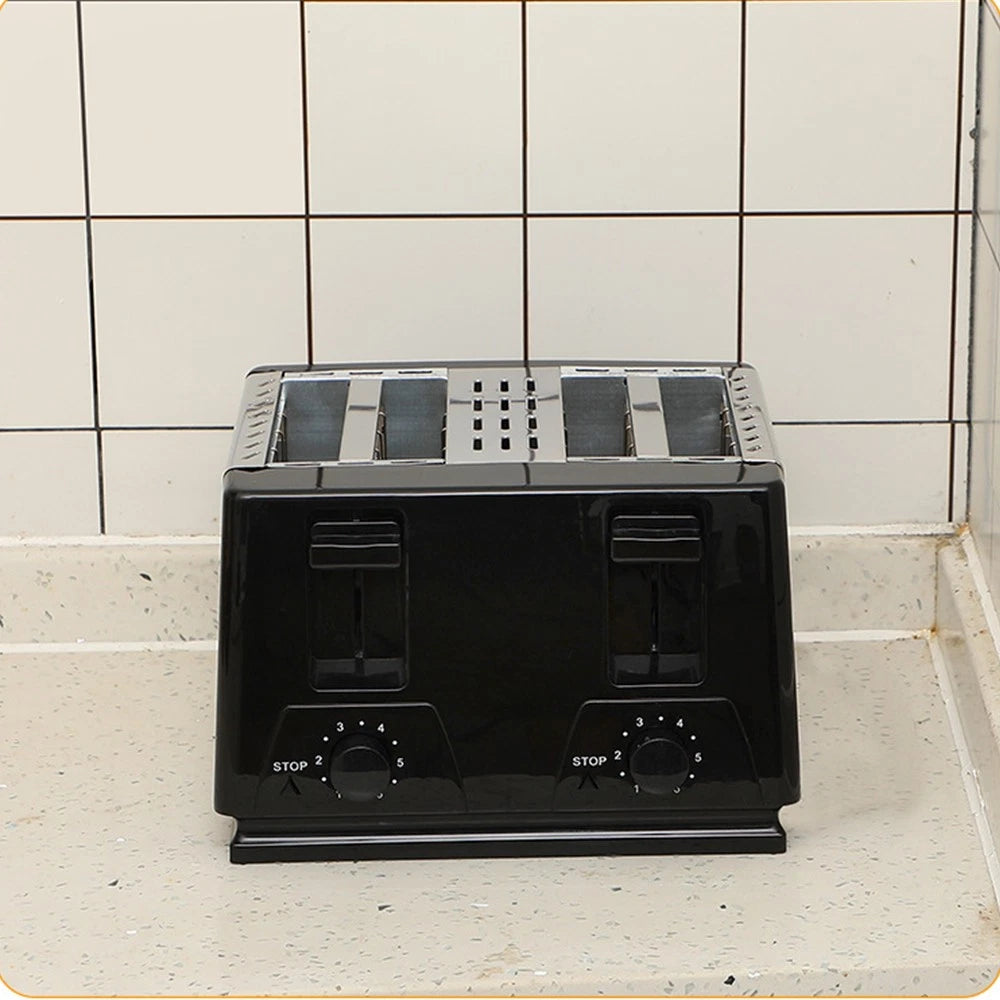 Black Toaster - 4 Slice - Variable Browning - Defrost - Reheat - Extra Wide Slot