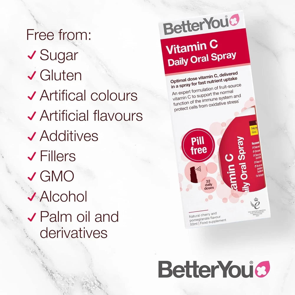 BetterYou Vitamin C Daily Oral Spray Pill-free Vitamin C Supplement 120mg - 50ml