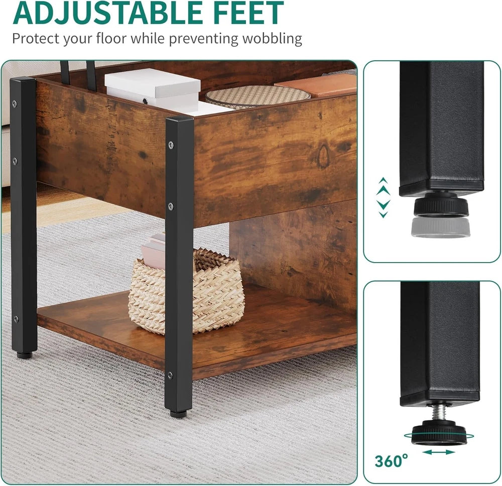 Coffee Table With Storage Lift Top Up Drawer Shelf Wooden Living Room Furniture