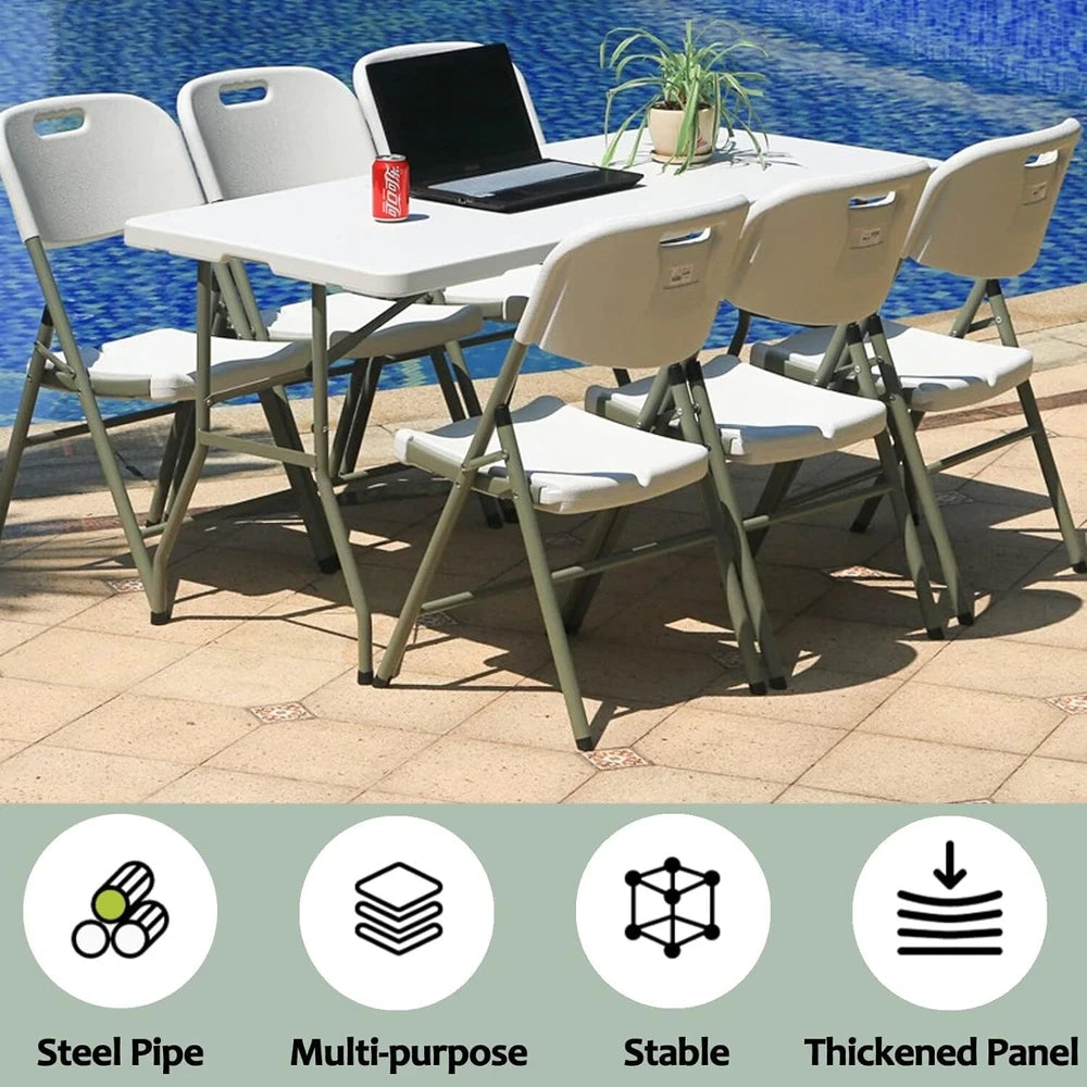 4ft/6ft Trestle Folding Table Indoor Outdoor Garden Plastic Picnic BBQ Catering