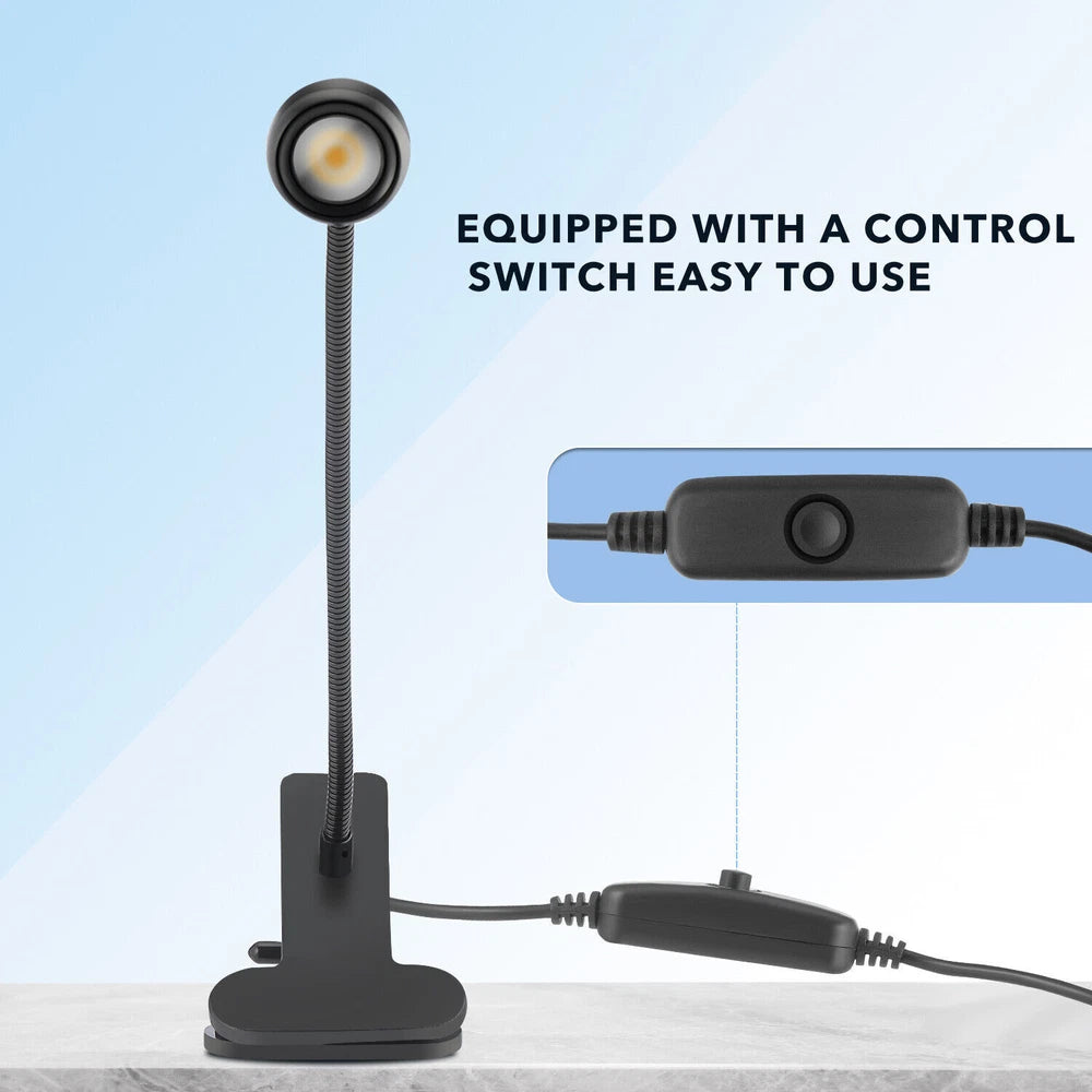 USB Clip On Desk Lamp Flexible Clamp Reading Light LED Bed Table Bedside Night