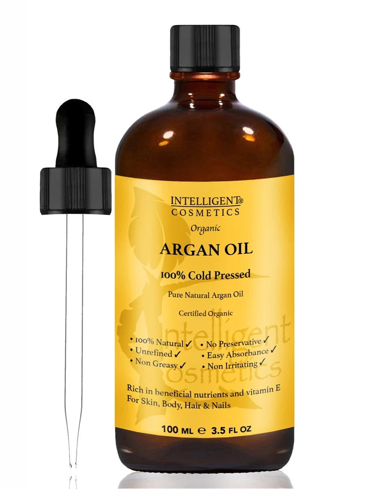Organic Argan Oil 100% Cold Pressed Pure Virgin Vegan for Hair Beard & Skincare