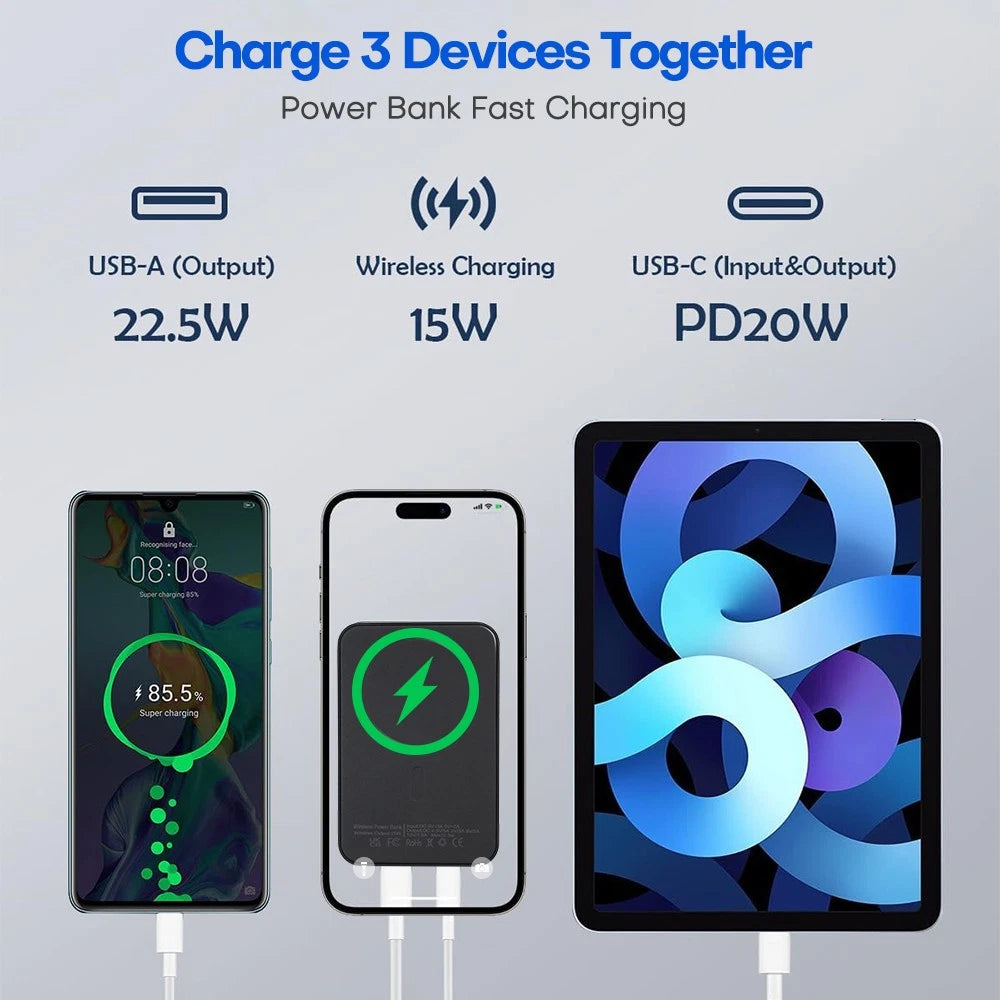 9000000mAh Power Bank Magsafe Magnetic USB Fast Charger Battery Pack for Phone