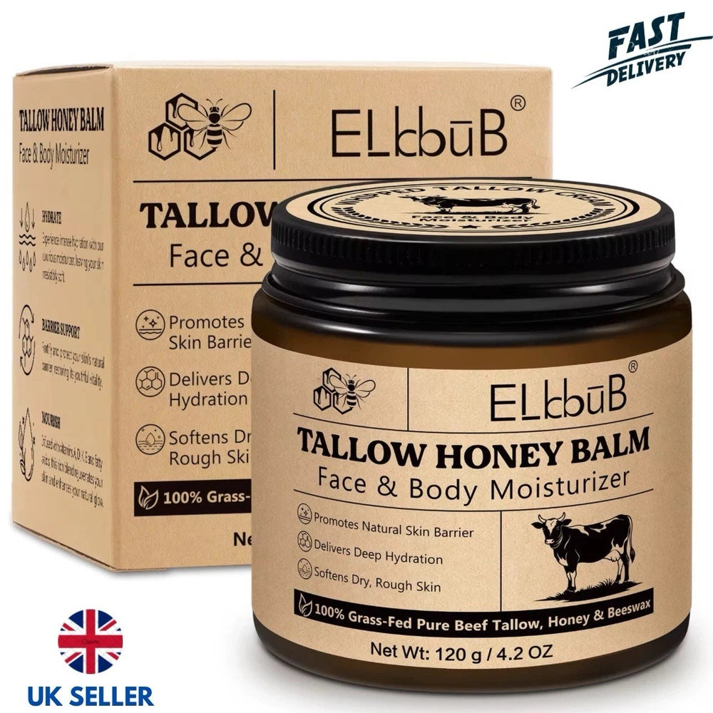 Beef Tallow Skin Care, Beef Tallow and Honey Balm Face Moisturizer, Natural