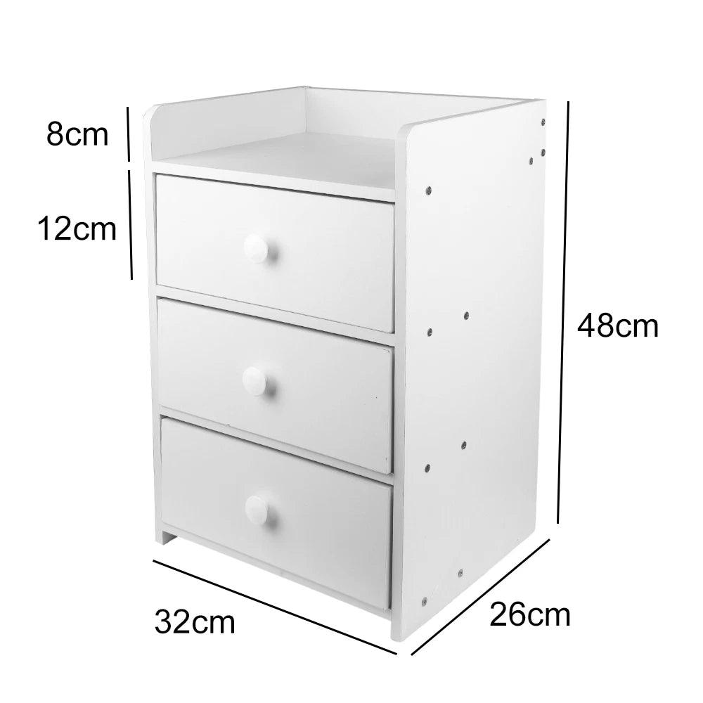3 Drawer Wooden Bedroom Bedside Cabinet Furniture Storage Nightstand Side Table