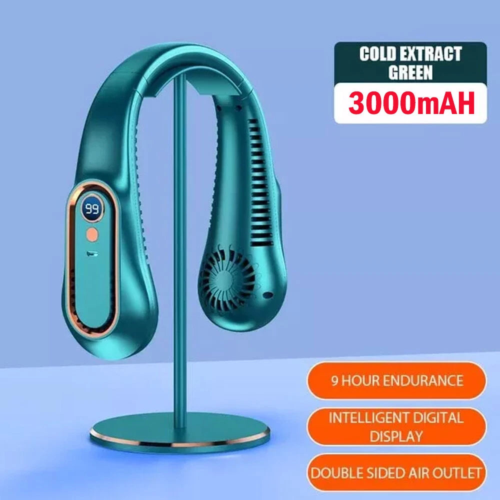 Neck Fan USB Portable Neck Fan Rechargeable Portable Cooler Neckband Bladeless~