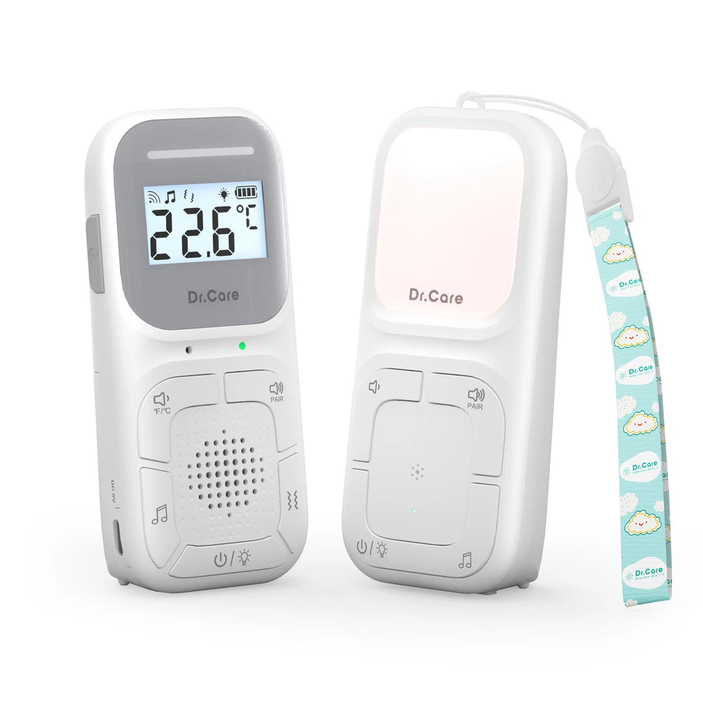 Dr.Care Portable Audio Baby Monitor w 2-way Talk,Lullaby,Temperature Monitoring