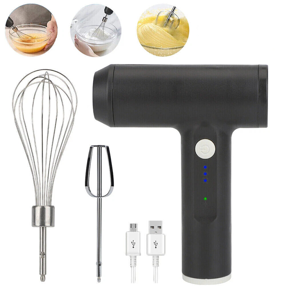 Electric Handheld Whisk Cordless Egg Beater Hand Mixer USB Coffee Food Frother