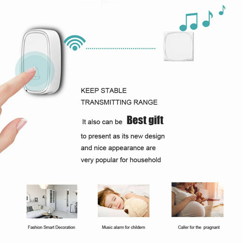 1+2 Wireless Door Bell Doorbell Waterproof Wall Plug In Loud 36 Chime LED Flash