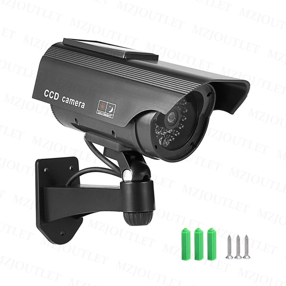 1/2 Dummy Security Camera Solar Powered CCTV Surveillance Bullet Cam Fake IR LED