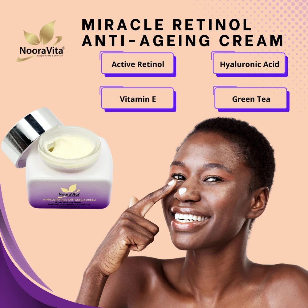 Miracle Retinol Anti Ageing Cream With 0.3% Active Retinol & Hyaluronic Acid.