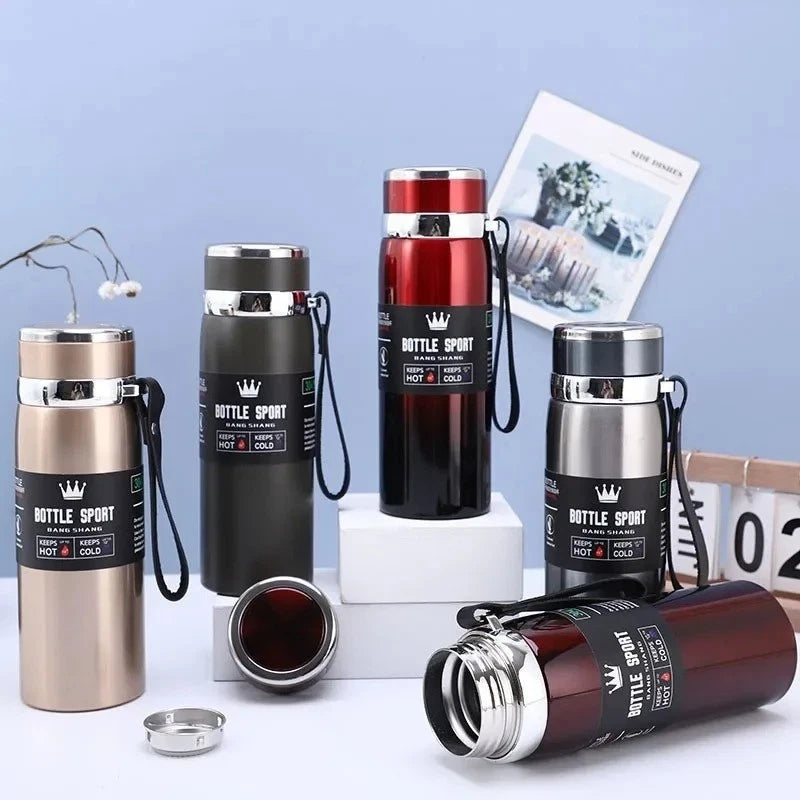 1L Large Hot/Cold Water Bottle Double Wall Thermal Flask Stainless Steel Thermos