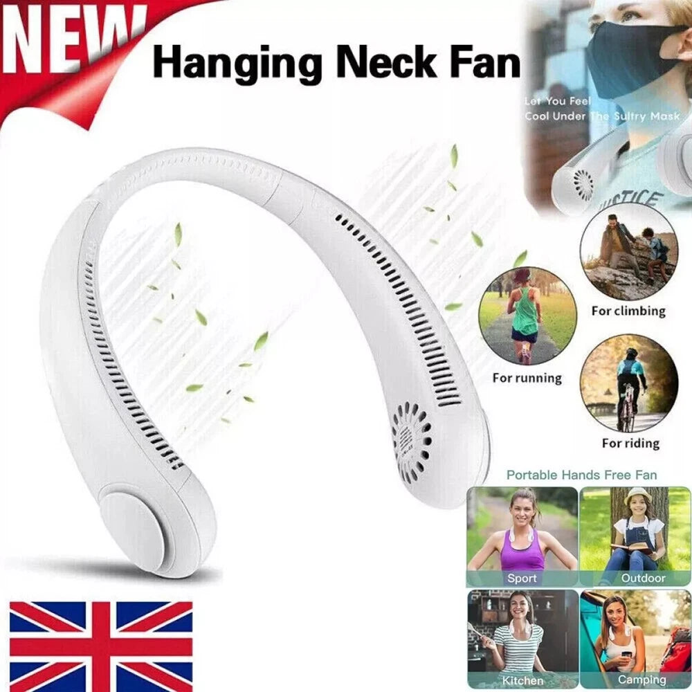 Portable Neck Mini Fan Lazy Neck Hanging USB Rechargeable Air Cooler Fan UK