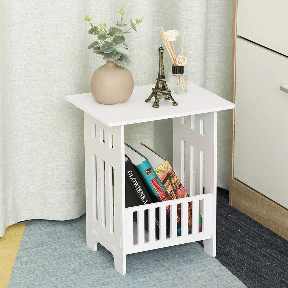 White Small Bedside Table Drawer Cabinet Side End Table Nightstand Storage Shelf