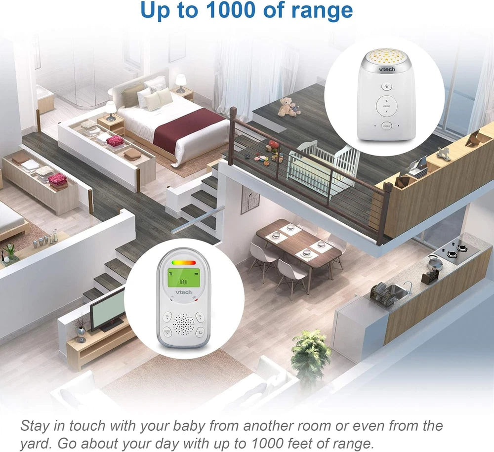 VTech Baby Monitor Long Range, up to 1,000ft, Audio 2-Way Audio Talk