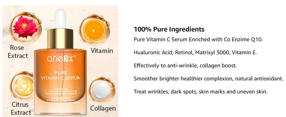 ADVANCED VITAMIN C SERUM Powerful Anti-Aging collagen-Boost Face Serum Day 60ml