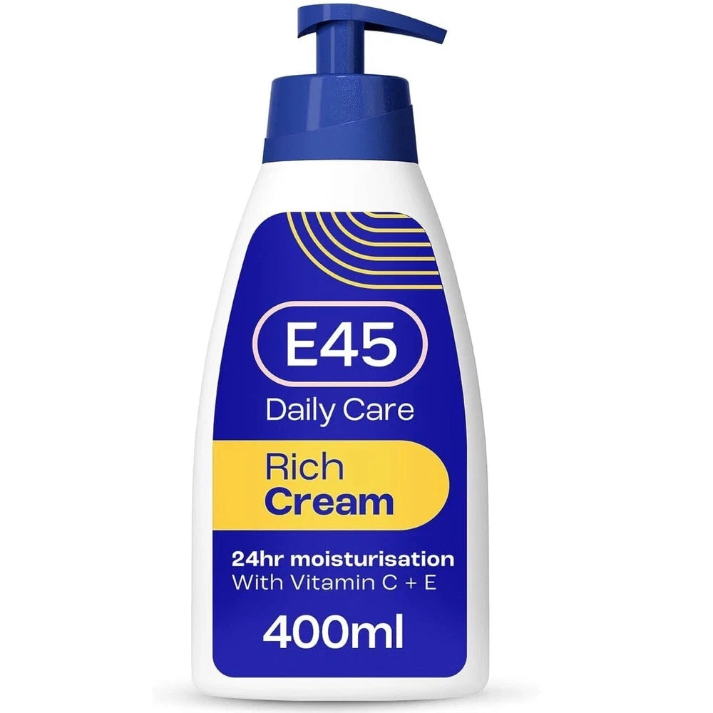 E45 Rich Moisturising Cream with Vitamin C & E For Daily Care  – 400ml