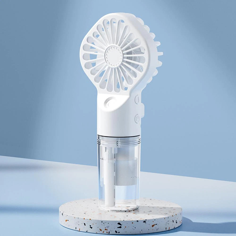 1X Water Spray Mist Fan USB Handheld Rechargeable Portable Mini Fan Cooler WHITE