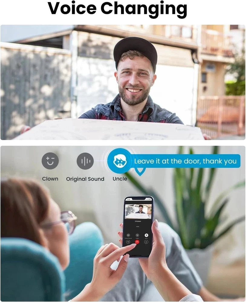 Wireless Smart Home Video Doorbell Camera, Indoor Chime WiFi Doorbell 2way Audio