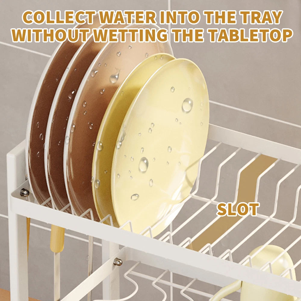 3 Tier Dish Drainer Rack with Drip Tray Cutlery Holder Plate Rack Kitchen Sink