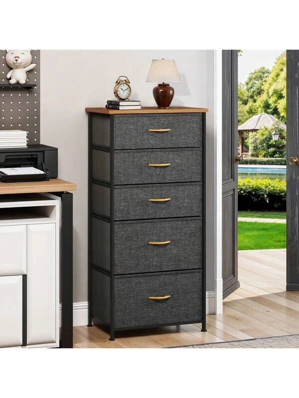 Chest of Drawers Bedroom Furniture Storage Bedside Cabinet 5 Fabric Drawer
